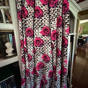 Floral Pink and Black Women's Skirt